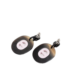 Buffalo Horn Lacquered and Palladium Plated Fidelio Village Drop Bullet Back Earrings Black - Lab Luxury Resale