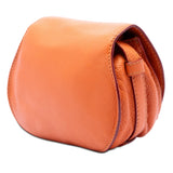 Small Grained Leather Marcie Saddle Crossbody Orange - Lab Luxury Resale