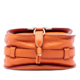Small Grained Leather Marcie Saddle Crossbody Orange - Lab Luxury Resale