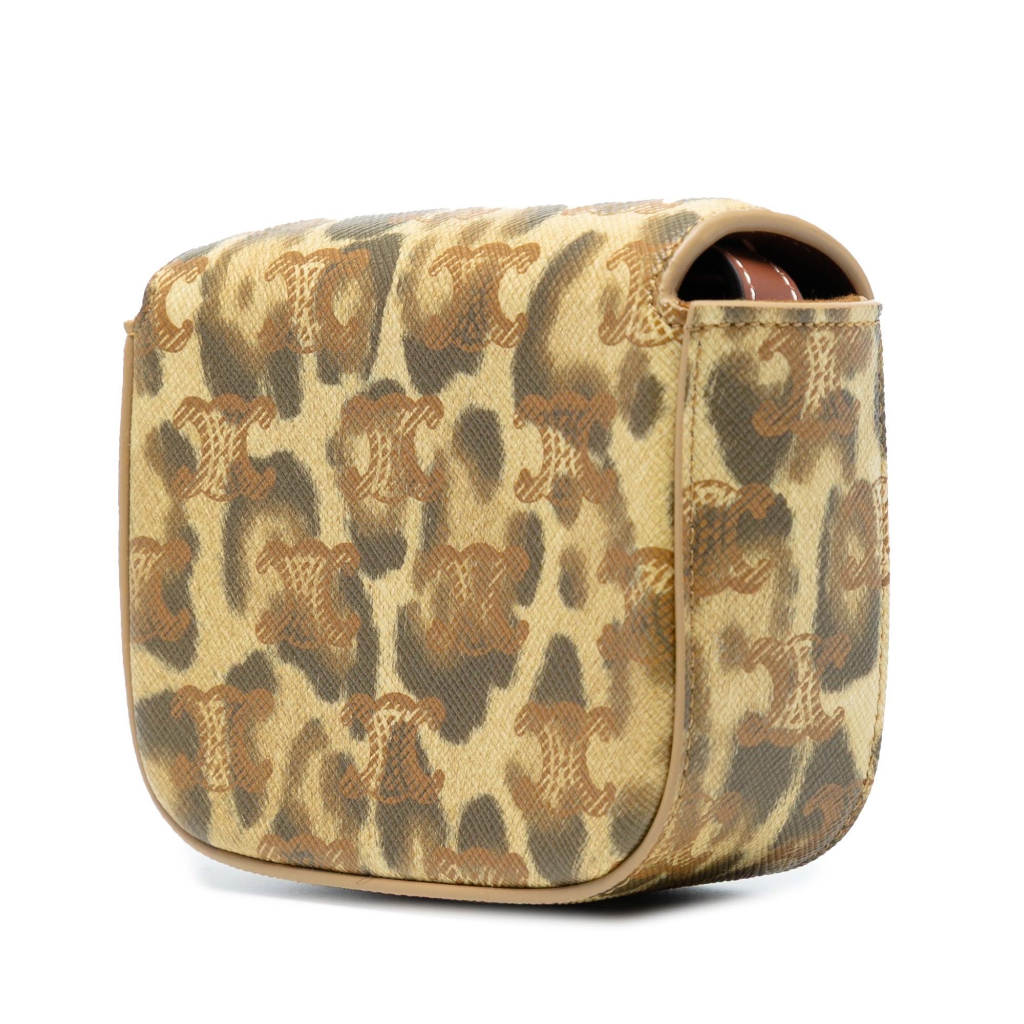 Mini Calfskin Leopard Print Claude Crossbody Brown - Lab Luxury Resale