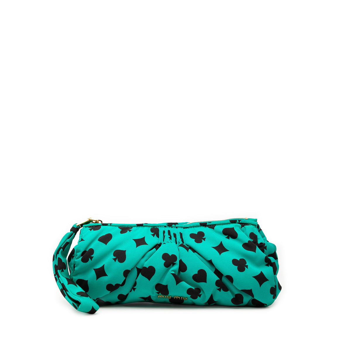 Pleated Nylon Playing Card Print Clutch Blue - Lab Luxury Resale