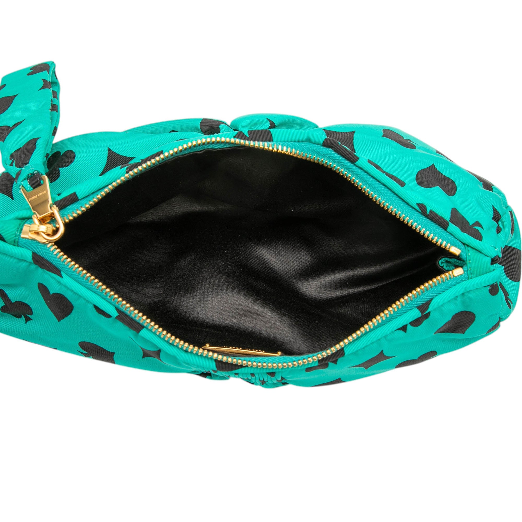 Pleated Nylon Playing Card Print Clutch Blue - Lab Luxury Resale