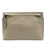 Embossed Anagram Leather Repeat T Clutch Beige - Lab Luxury Resale