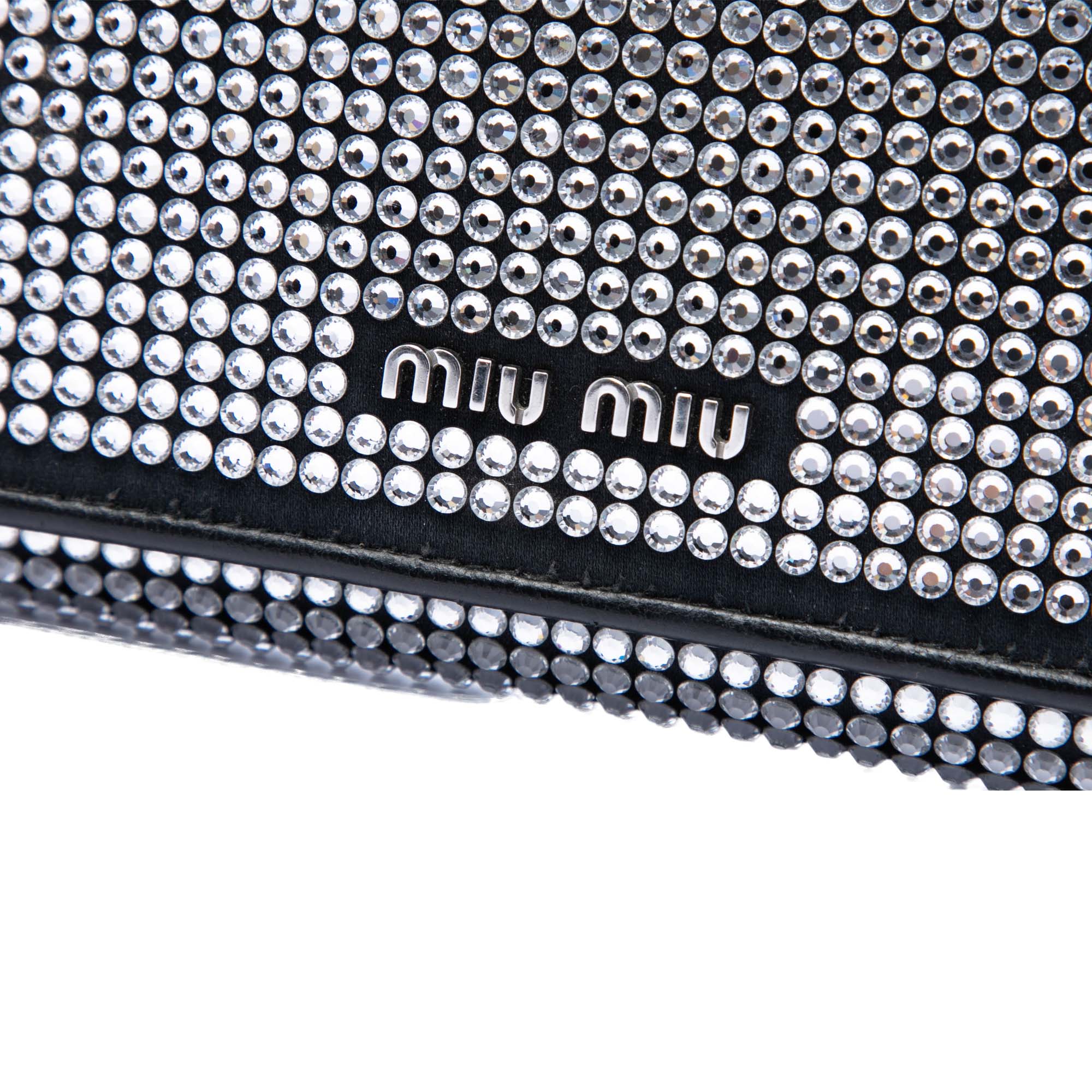 Soft Nappa Crystal Embellished Wallet on Chain Black - Lab Luxury Resale