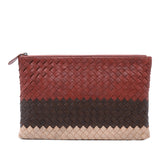 Tricolor Nappa Intrecciato Clutch Brown - Lab Luxury Resale