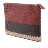 Tricolor Nappa Intrecciato Clutch Brown - Lab Luxury Resale