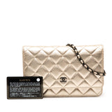 CC Quilted Metallic Lambskin Wallet on Chain Gold - Lab Luxury Resale