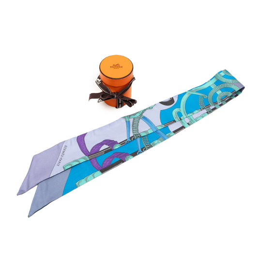 Eperon D Or Silk Twilly Scarf Blue - Lab Luxury Resale