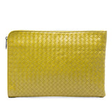 Large Nappa Intrecciato Zip Pouch Yellow - Lab Luxury Resale