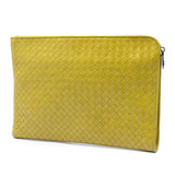 Large Nappa Intrecciato Zip Pouch Yellow - Lab Luxury Resale