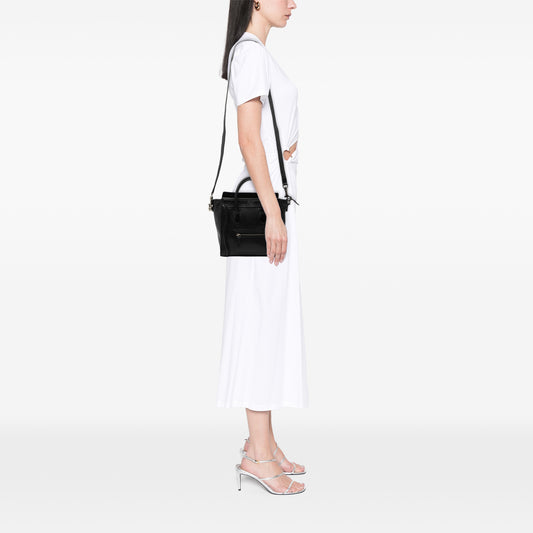 Celine Nano leather luggage tote bag in beige with top handles and spacious interior, stylish and compact for everyday use.