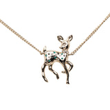 CC Gold Plated Rhinestone Deer Pendant Necklace Gold - Lab Luxury Resale