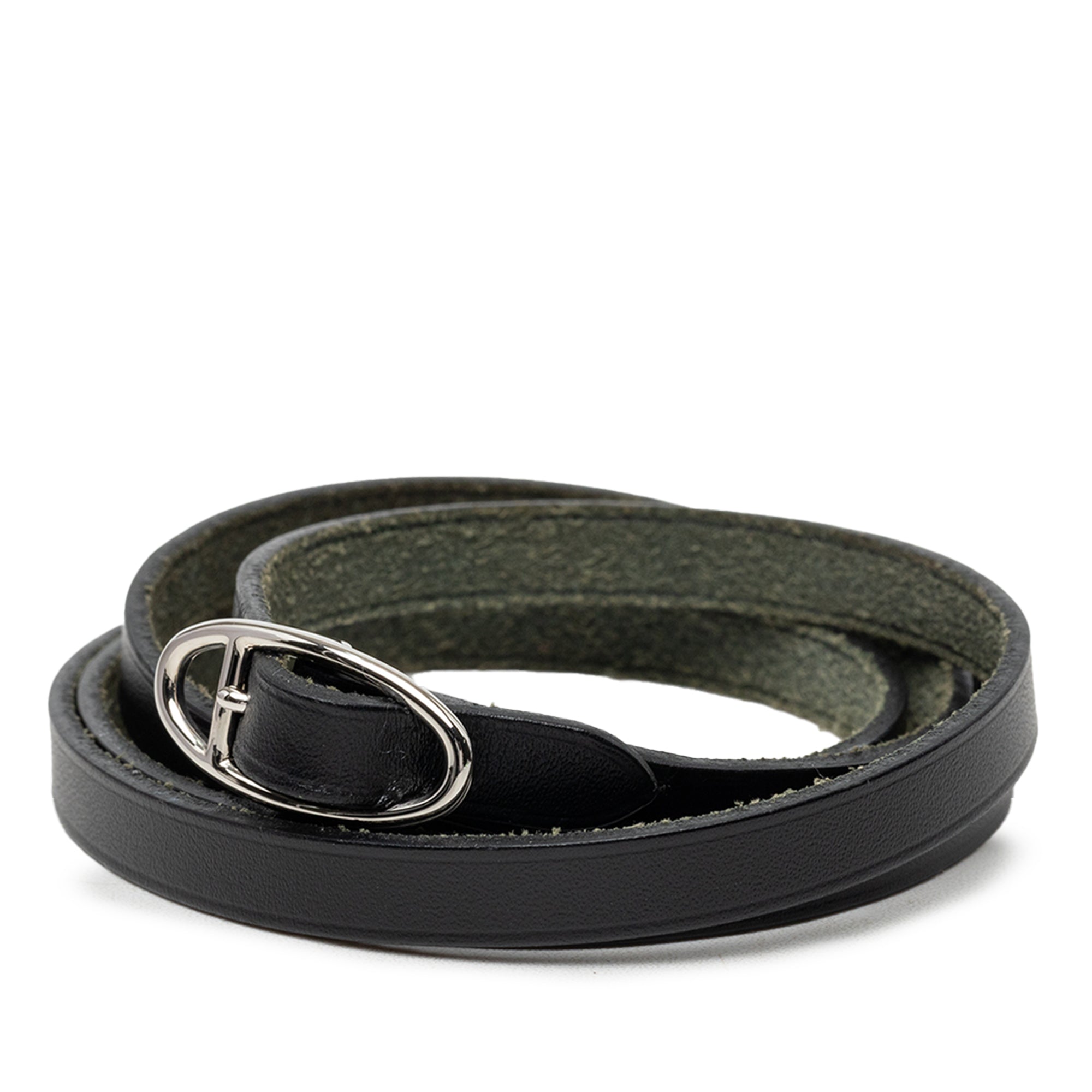 Box Calf Triple Tour Wrap Bracelet Black - Lab Luxury Resale