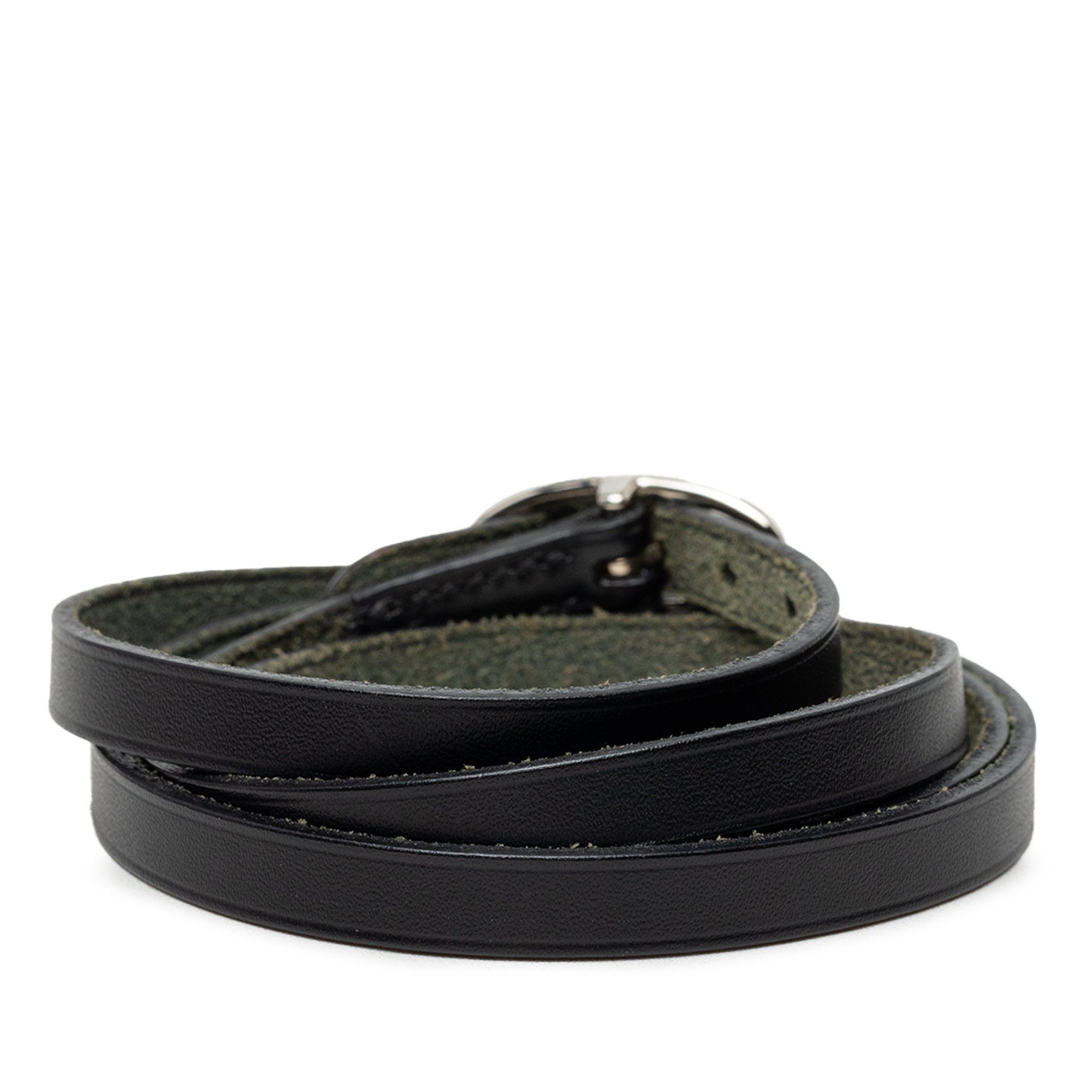 Box Calf Triple Tour Wrap Bracelet Black - Lab Luxury Resale