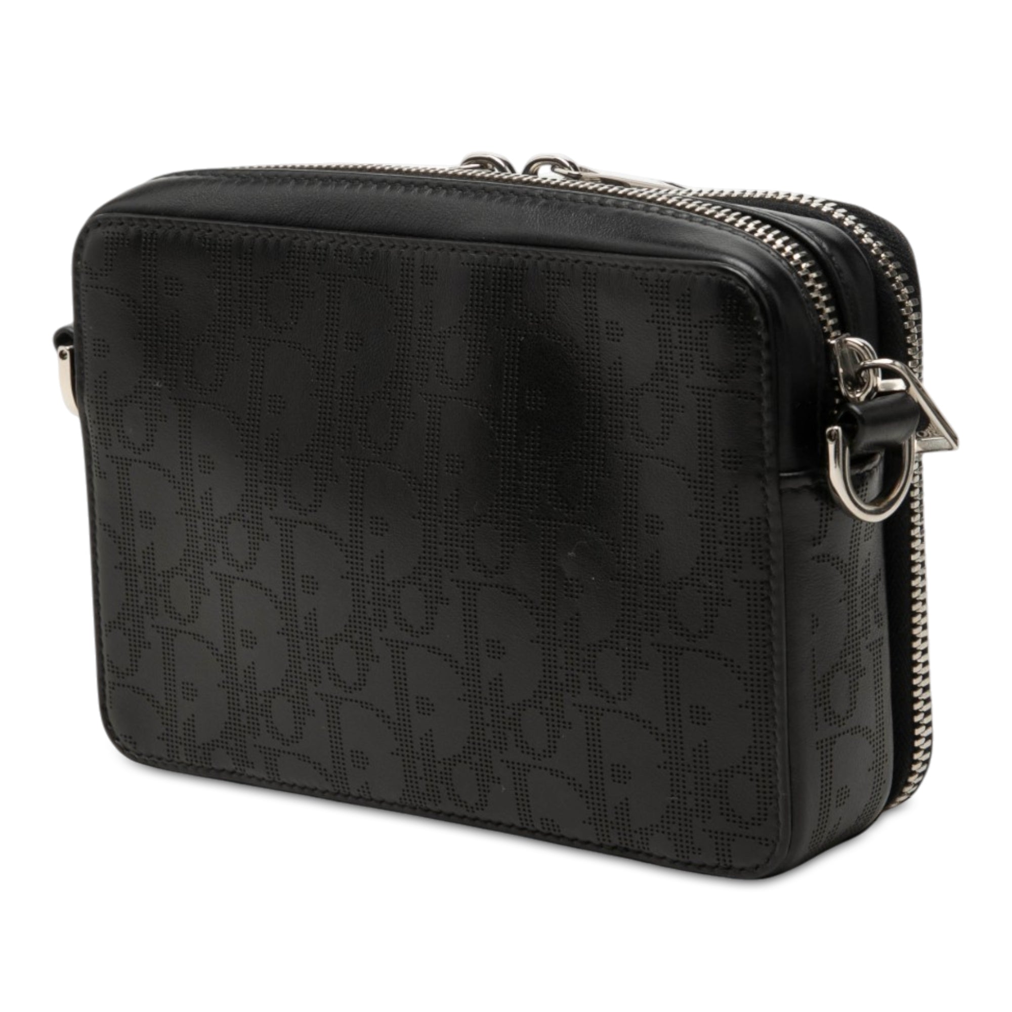 Oblique Perforated Calfskin Galaxy Pouch with Strap Black - Lab Luxury Resale