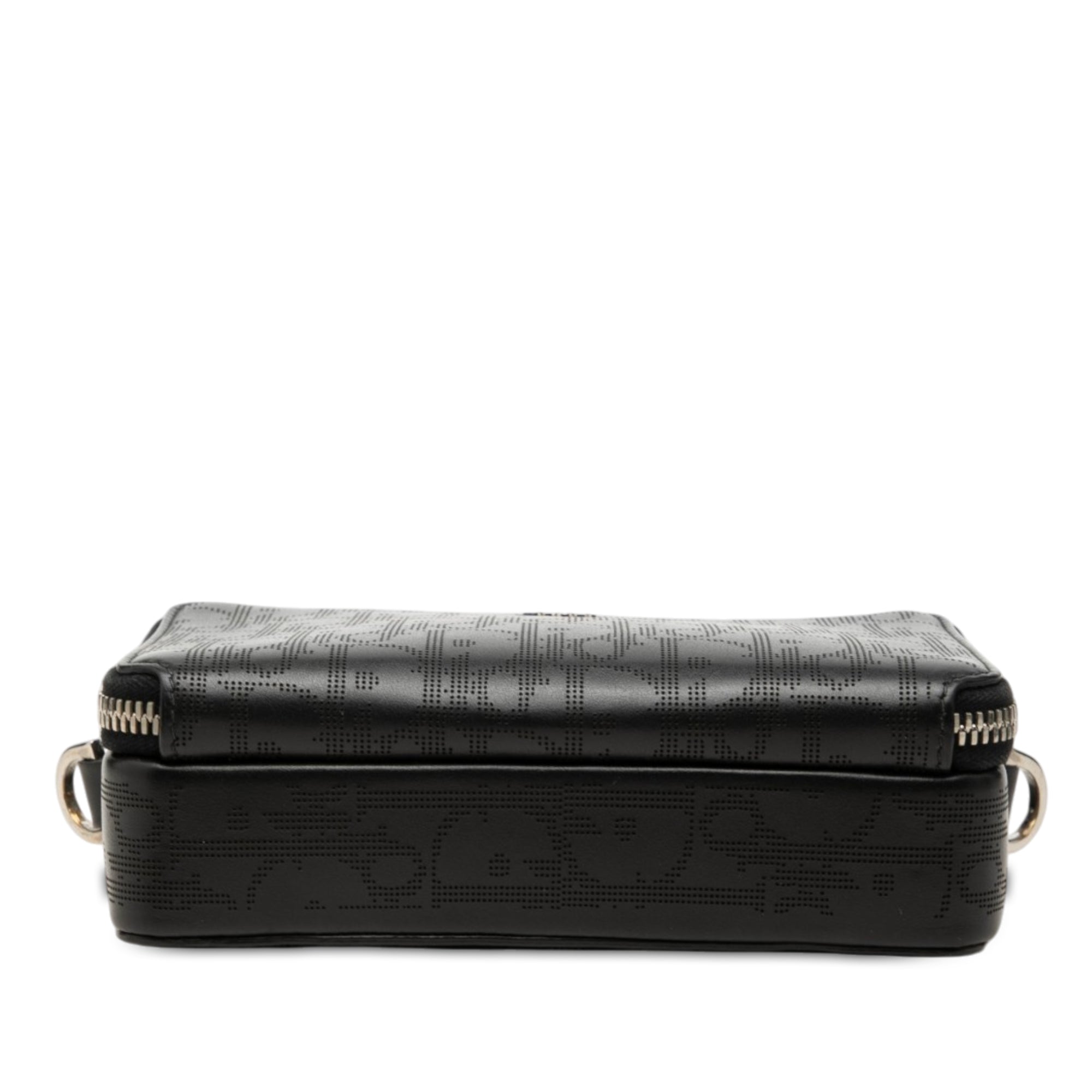 Oblique Perforated Calfskin Galaxy Pouch with Strap Black - Lab Luxury Resale
