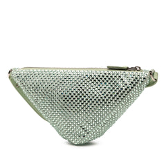 Satin Crystal Embellished Triangle Pouch Green - Lab Luxury Resale