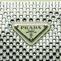 Satin Crystal Embellished Triangle Pouch Green - Lab Luxury Resale