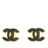 Pre-Owned Chanel Gold Plated Enamel CC Push Back Earrings