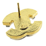 Gold Plated Enamel CC Push Back Earrings Gold - Lab Luxury Resale