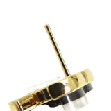 Gold Plated Enamel CC Push Back Earrings Gold - Lab Luxury Resale