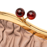 Matelasse Nappa Kiss Lock Clutch on Strap Brown - Lab Luxury Resale