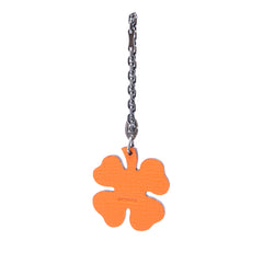 Sterling Silver and Chevre Lucky Four Leaf Clover Bag Charm Green - Lab Luxury Resale