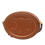 Small Calfskin Cuir Triomphe Oval Crossbody Brown - Lab Luxury Resale
