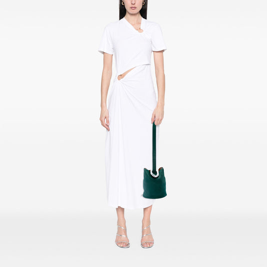 Bottega Veneta small green pony hair drop bucket bag with sleek design and elegant structure.