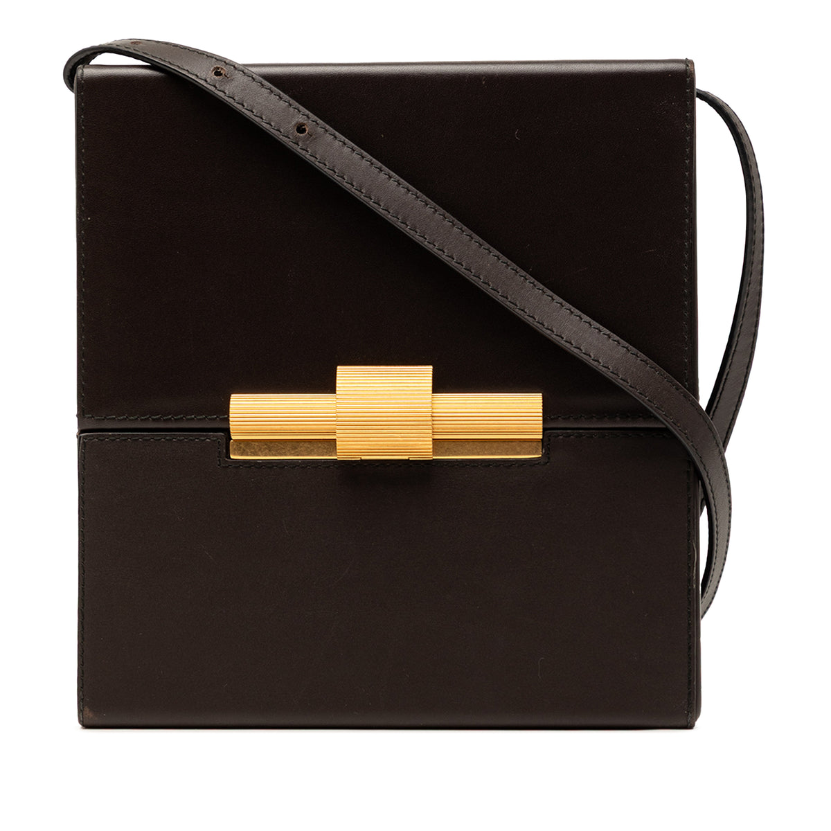 Brown Bottega Veneta calfskin Daisy crossbody bag with sleek design and subtle stitching, perfect for everyday use.