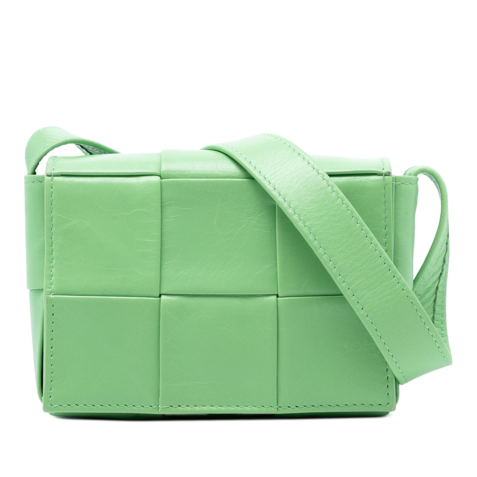 Candy Nappa Intrecciato Cassette Crossbody Green - Lab Luxury Resale