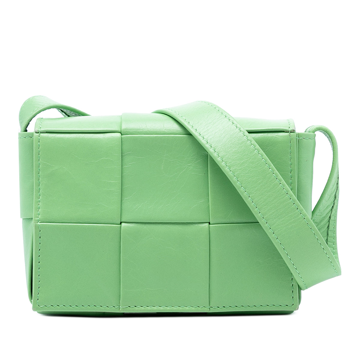 Candy Nappa Intrecciato Cassette Crossbody Green - Lab Luxury Resale