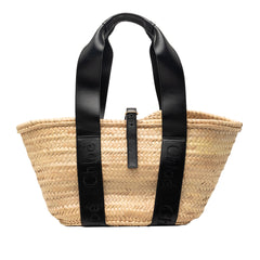 Medium Raffia and Smooth Calfskin Sense Basket Tote Beige - Lab Luxury Resale