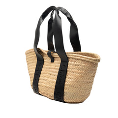 Medium Raffia and Smooth Calfskin Sense Basket Tote Beige - Lab Luxury Resale
