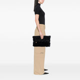Pre-Owned Chanel Paris Cosmopolite Tweed Fringe Clutch Black