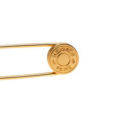 Gold Plated Clou de Selle Safety Pin Brooch Gold - Lab Luxury Resale
