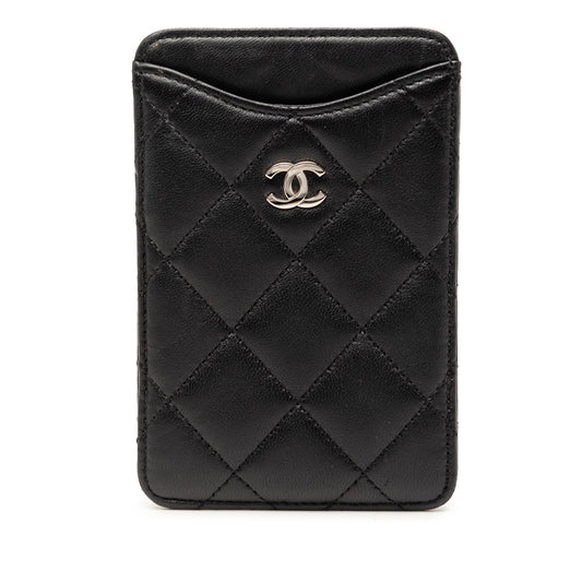 CC Quilted Lambskin Card Holder Black - Lab Luxury Resale