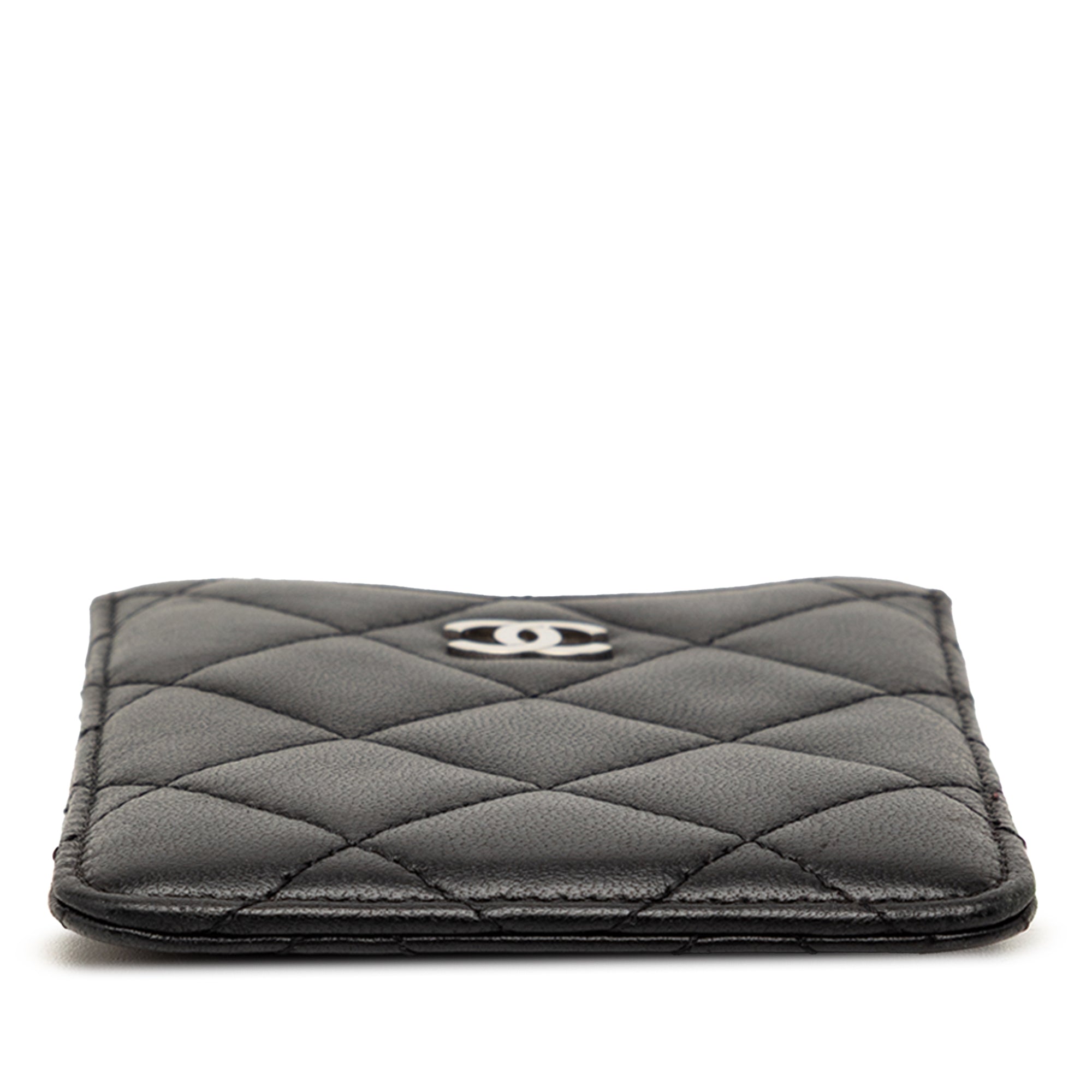 CC Quilted Lambskin Card Holder Black - Lab Luxury Resale