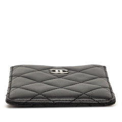 CC Quilted Lambskin Card Holder Black - Lab Luxury Resale