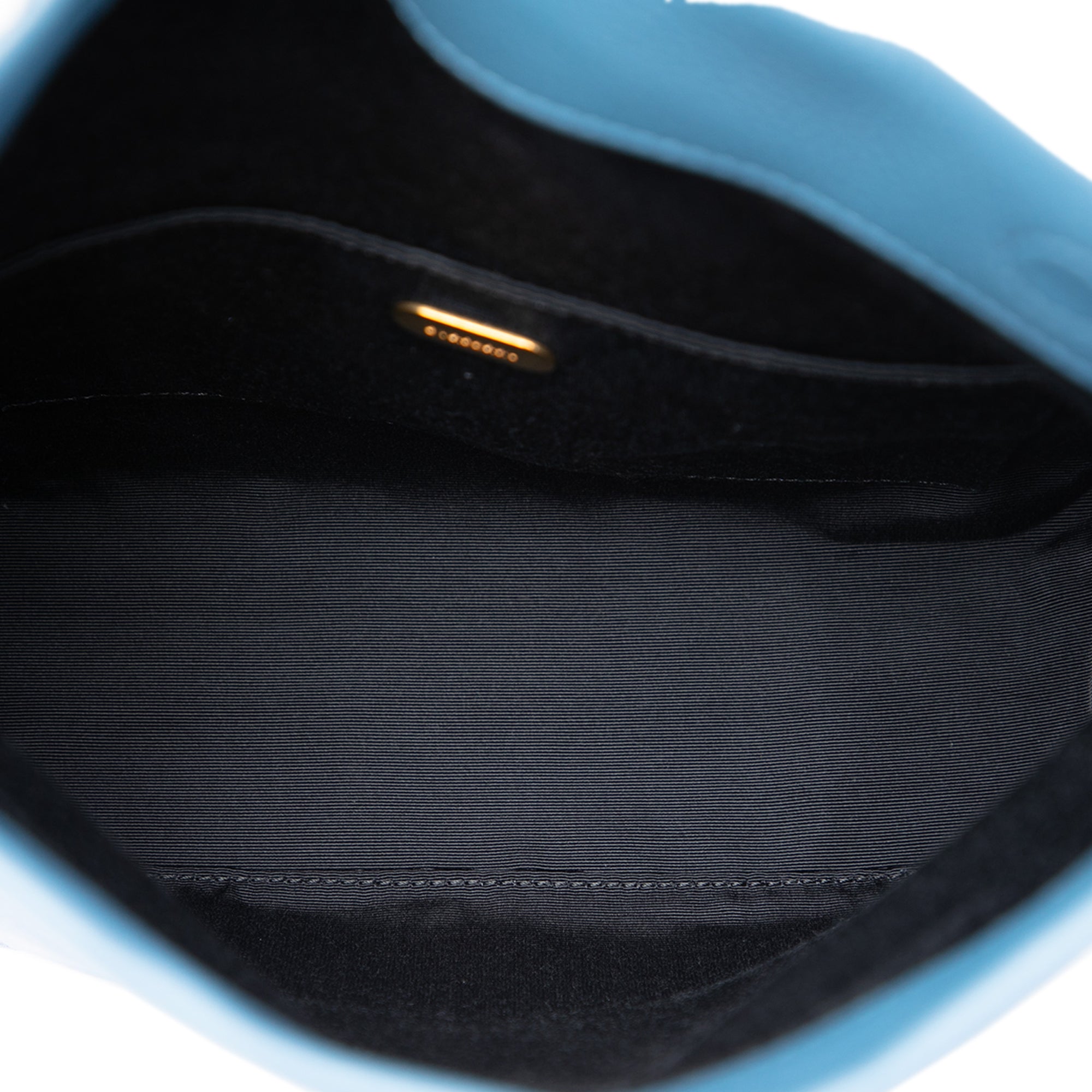 Medium Equestrian Knight Embroidered Leather Safety Pin Foldover Clutch Blue - Lab Luxury Resale