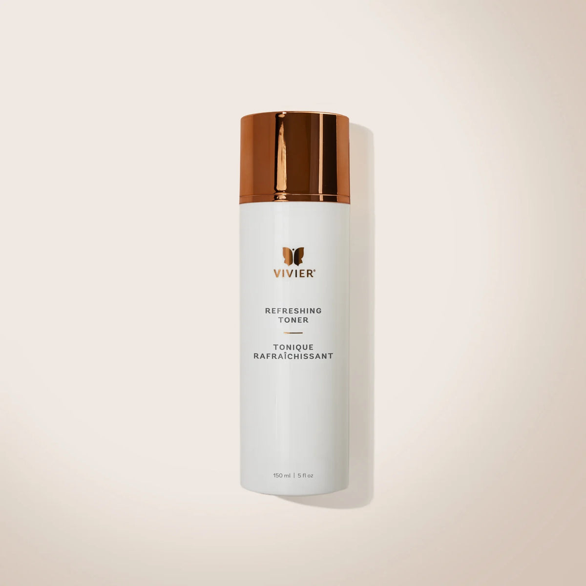 Vivier Refreshing Toner 150ml bottle with clear liquid and white cap, skincare product for revitalizing the skin.
