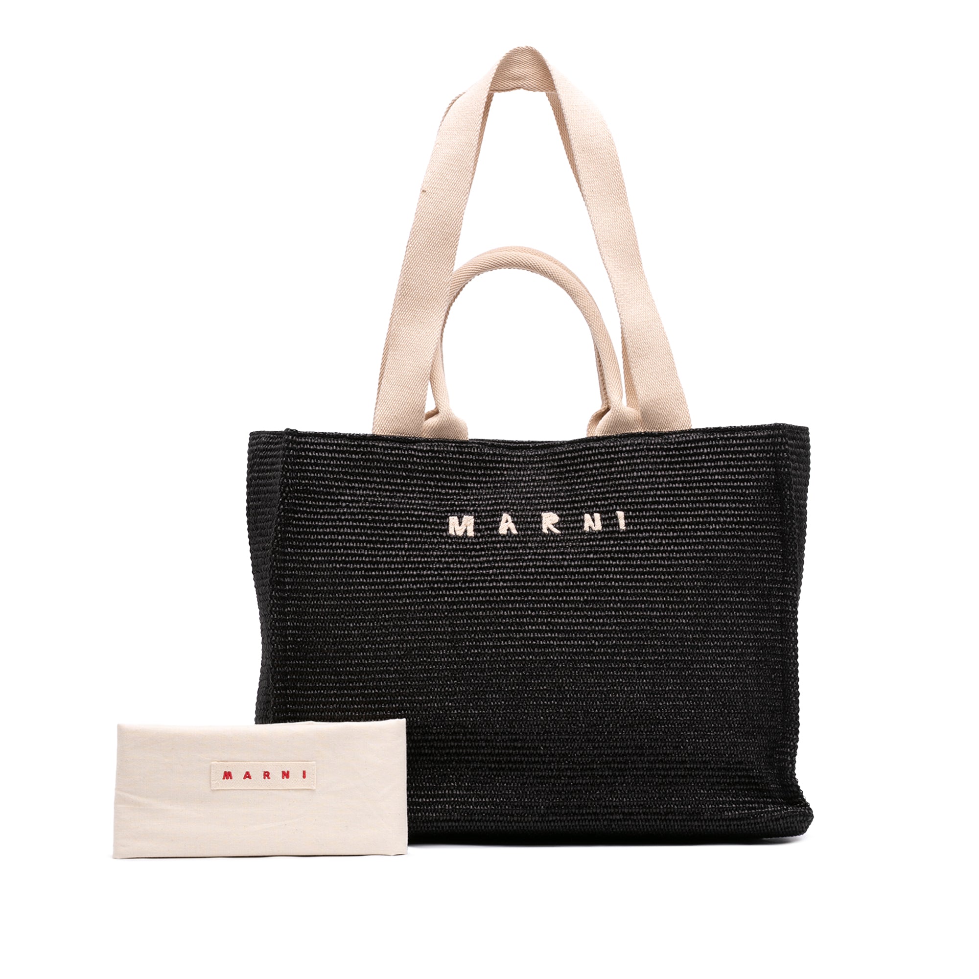 Raffia Effect Nylon Embroidered Logo North West Shopping Tote Black - Lab Luxury Resale