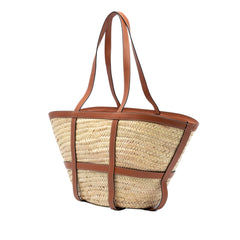Medium Raffia Gridded Classic Panier Tote Beige - Lab Luxury Resale