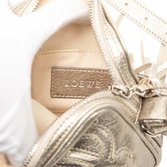 Mini Metallic Goatskin Anagram Tassel Crossbody Silver - Lab Luxury Resale