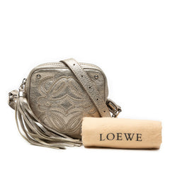 Mini Metallic Goatskin Anagram Tassel Crossbody Silver - Lab Luxury Resale
