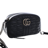 Small GG Marmont Matelasse Leather Aria Crossbody Black - Lab Luxury Resale