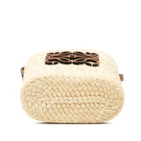 Paulas Ibiza Raffia Anagram Square Pocket Bucket Bag Beige - Lab Luxury Resale
