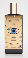 MEMO Paris Marfa Eau de Parfum 75ml bottle, elegant glass design with floral and woody scent notes, new in box.