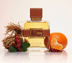 Guess Iconic for Men Eau de Parfum 100ml bottle with sleek black packaging and gold accents, displayed in a clean, modern setting.