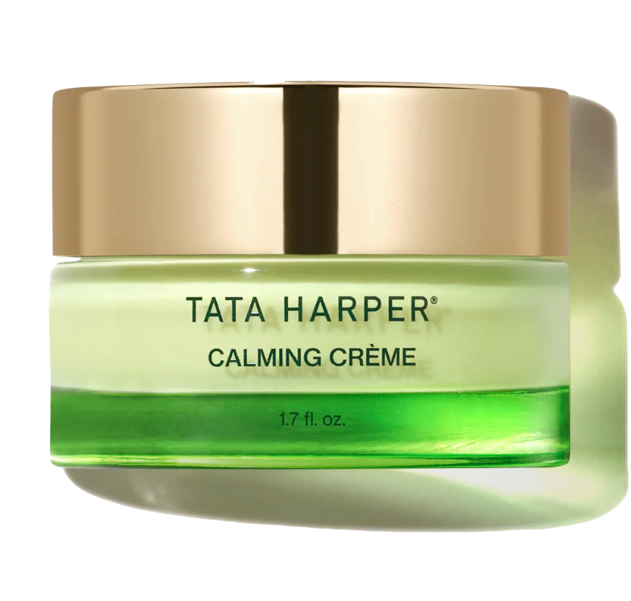 Tata Harper Superkind Calming Crème in 50ml jar, featuring a white and gold container, designed for soothing sensitive skin.